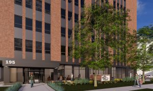 Rendering of downtown apartment building